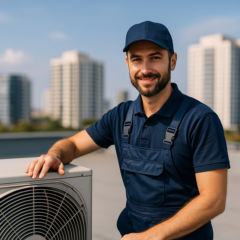 Maintenance technician servicing HVAC